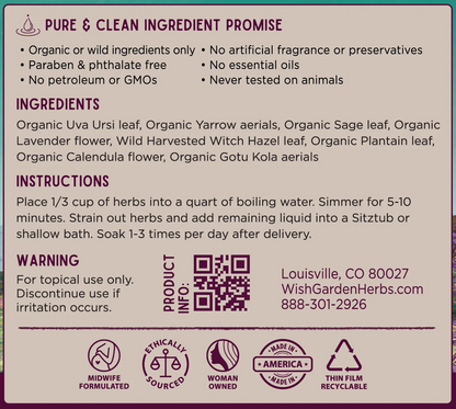 AfterBirth Sitzbath Postpartum Herbal Soak WishGarden Herbs